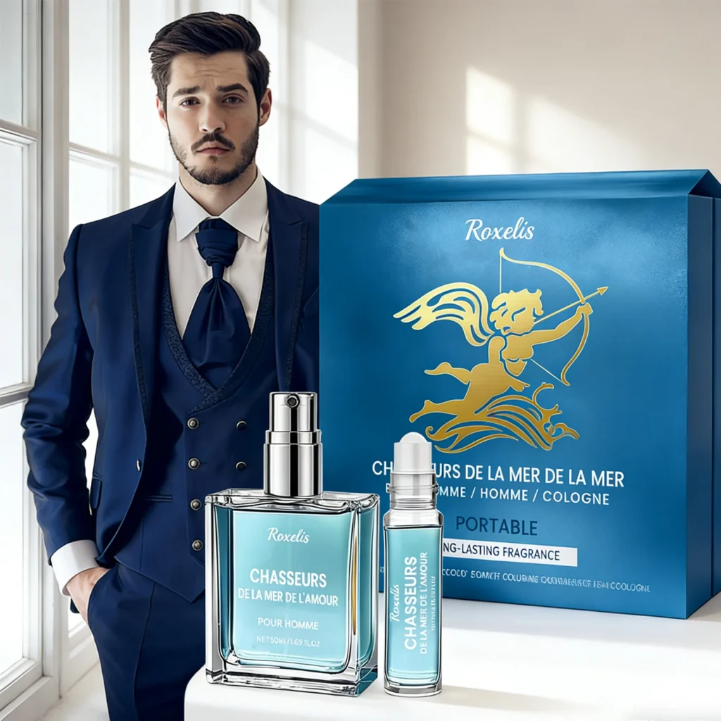 Conjunto de Presente de Perfume Masculino Roxelis - Fragrância Fresca e Elegante de Longa Duração para o Dia a Dia em Frasco Roll-On Prático 1 conjunto